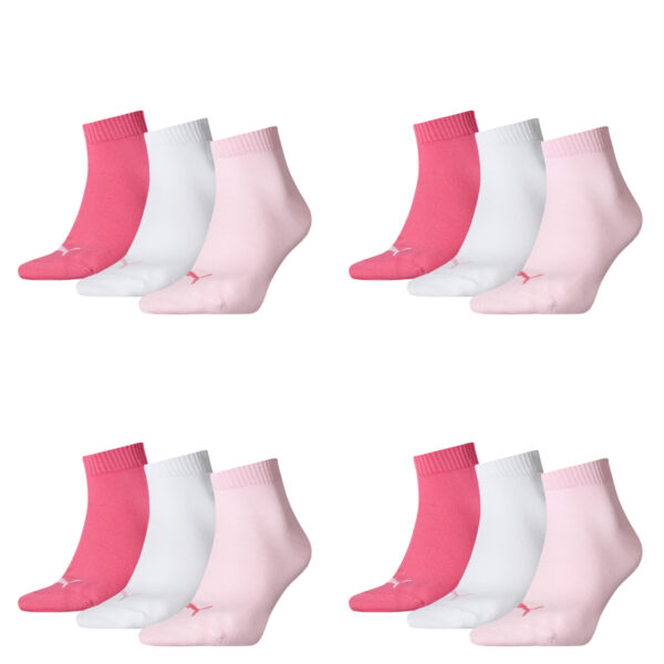 12 Paar Puma Unisex Quarter Socken Sneaker Gr. 35 - 49  für Damen Herren Füßling...