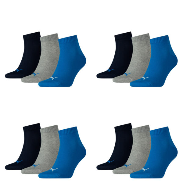 12 Paar Puma Unisex Quarter Socken Sneaker Gr. 35 - 49  für Damen Herren Füßling...
