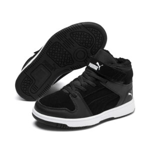 Puma Rebound Layup Fur SD v PS Unisex Kinder Sneaker gefüttert 370498 Schwarz