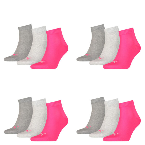 12 Paar Puma Unisex Quarter Socken Sneaker Gr. 35 - 49  für Damen Herren Füßling...