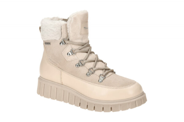 Tamaris Lace Up Winter Boots beige Leder wasserabweisend 1-26267-43