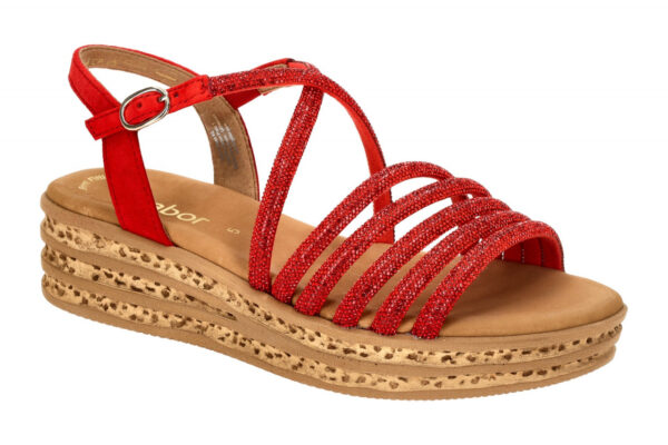 Gabor 64.555.85 rot - Riemchen Sandale f?r Damen