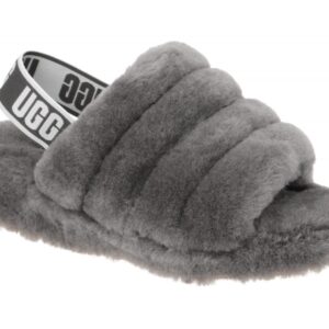 UGG FLUFF YEAH SLIDE 1095119 CHRC dunkel-grau - Riemchen Sandale f?r Damen