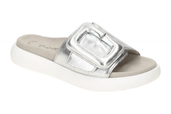 Gabor 63.751.61 silber - bequeme Pantolette f?r Damen