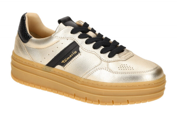 Tamaris Schuhe gold schwarz Plateau 1-23773-43