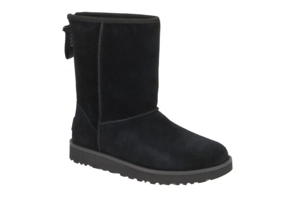 UGG CLASSIC SHORT LOGO ZIP 1122672 BLK schwarz - Winterstiefel f?r Damen