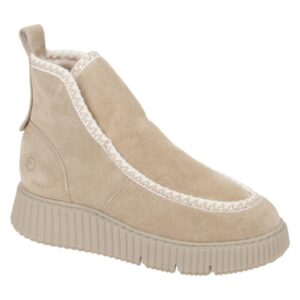 Tamaris Leder Stiefelette Schlupf Boots beige 1-26865
