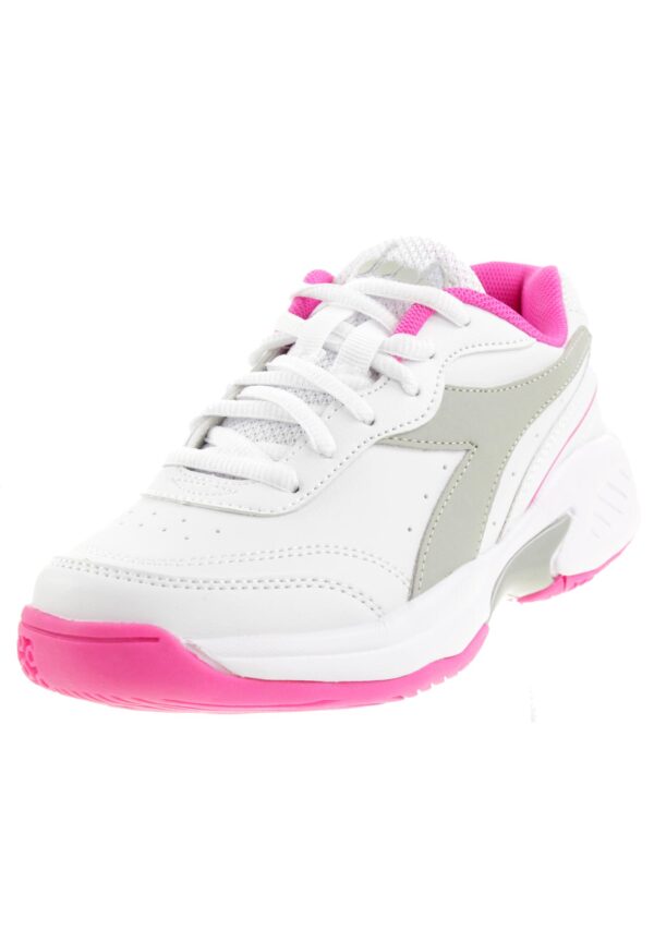 Diadora Kinder Unisex Challenge 4 SL JR Tennisschuh Hallenschuhe Weiß/Pink