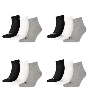 12 Paar Puma Unisex Quarter Socken Sneaker Gr. 35 - 49  für Damen Herren Füßling...