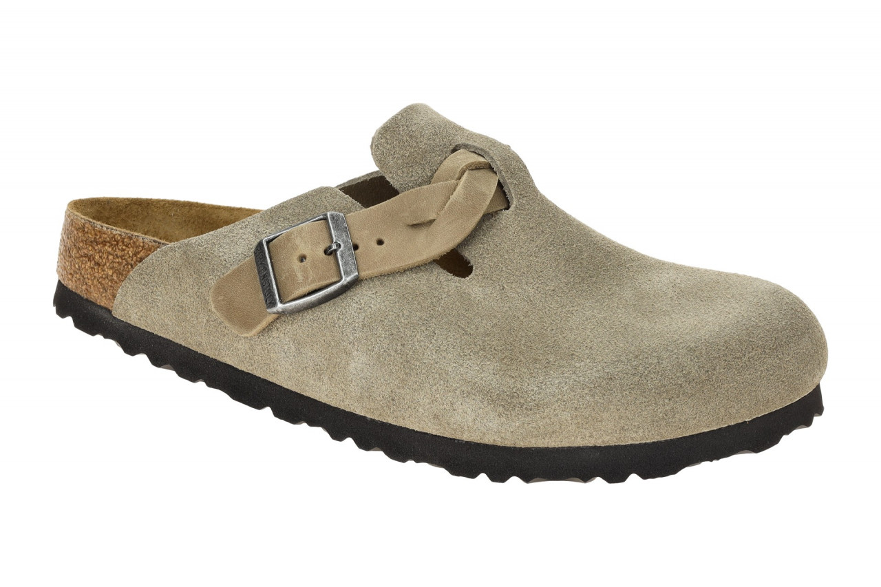 Birkenstock BOSTON BRAIDED 1026694 grau - bequeme Pantolette f?r Damen 1 Birkenstock BOSTON BRAIDED 1026694 grau - bequeme Pantolette f?r Damen