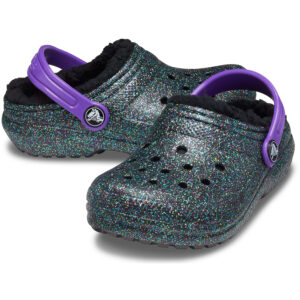 Crocs Classic Glitter Lined Clog K Kinder Gefüttert Hausschuh Pantoffel 205937-9...