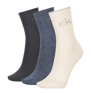 3 Paar Calvin Klein Combed Cotton Crew Socken Damen Geschenkbox Gr. 37-41