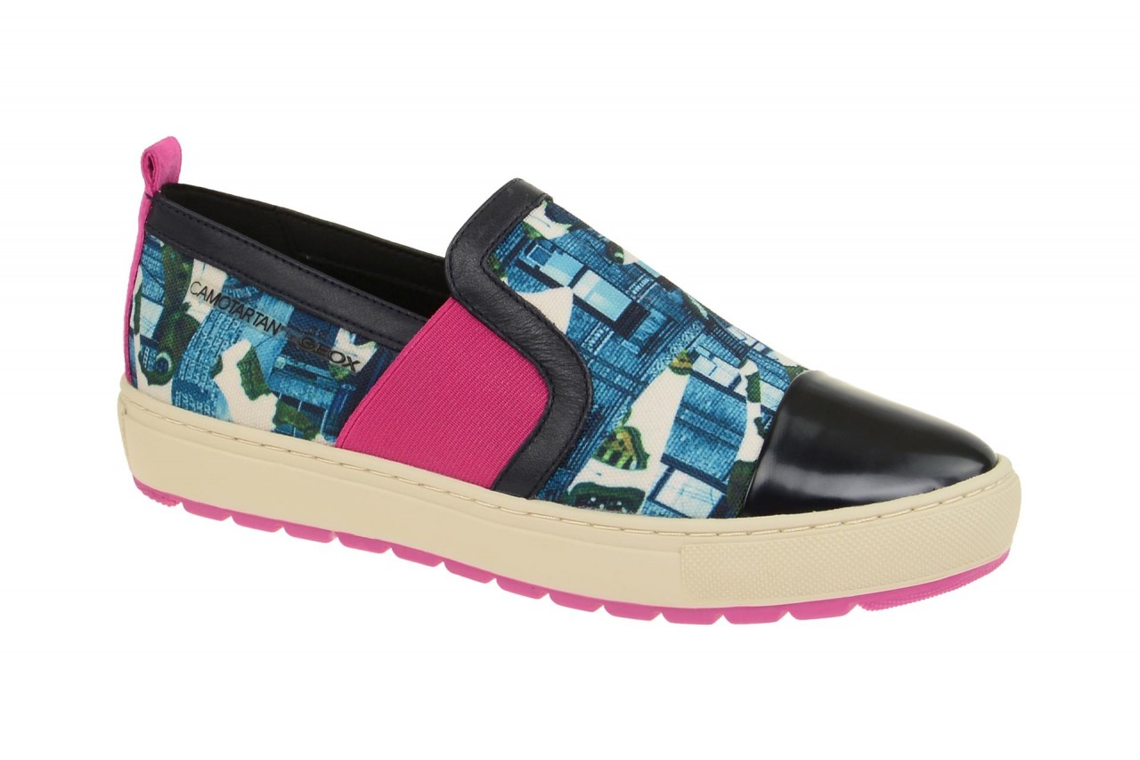 Geox Respira Breeda Damen Slippers in blau - Camotartan Design 1 Geox Respira Breeda Damen Slippers in blau - Camotartan Design