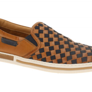 Galizio Torresi Herrensportliche Slipper 415360 Blu - Cognac Echtleder Gummis...