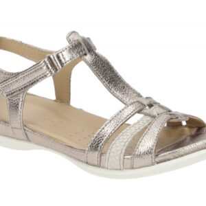 Ecco 240873 Flash T-bar Damen Sandale - warm grey met/moon rock - Echtleder -...