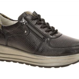 Waldl?ufer 758009 H-LANA Damenschuhe schwarz/khaki bequeme Schn?r-Halbschuhe