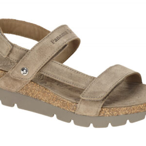 Panama Jack Selma B19 Damen Sandalette grau taupe Velourleder Klettverschluss