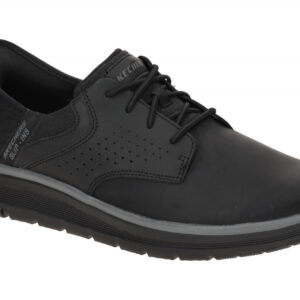 Skechers 205249 BLK Herren Slipper schwarz, Echtleder + Synthetik, Air Cooled...