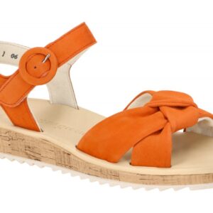 Paul Green Damen Sandalette 6105-06x Papaya Orange Riemchen Velourleder Super...
