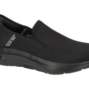 Skechers 216600 BBK Herren Slipper Schwarz Textil Maschinen Waschbar Arch Fit