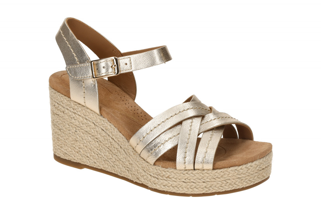 Clarks 26181463 4 Sabina Strap Damen Sandalette Gold-champagne mit Keilabsatz 1 Clarks 26181463 4 Sabina Strap Damen Sandalette Gold-champagne mit Keilabsatz