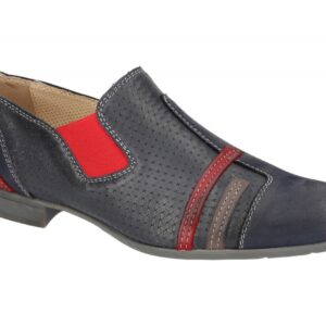 Bello BL187 Navy Herren Slipper Echtleder dunkel-blau + rot (navy)