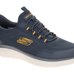 Skechers 233045 NVYL Herren Slipper blau/gelb Air Cooled Memory Foam