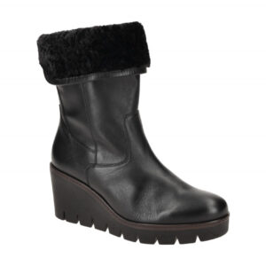 Gabor 34.785.27 Schwarz Keilstiefelette mit flauschigem Innenfutter