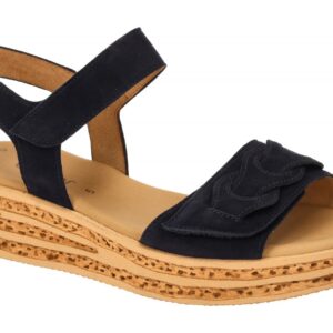 Gabor 64.553.16 Damen Sandalette blau atlantik Natur Keilabsatz Klettverschlu...