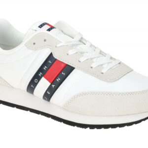 Tommy Hilfiger EM01351 YBR Herren Sneaker Wei? Runner Casual Ess Textil Fu?bett