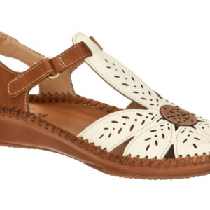 Pikolinos 655-0841C1 nata Damen Keilsandalen wei? Echtleder Fu?bett Klettvers...