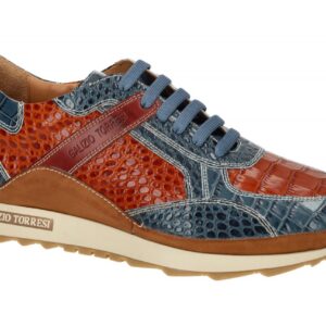 Galizio Torresi 417010 Herren-Sneaker Blau Celeste Giallo Echtleder - Glattle...