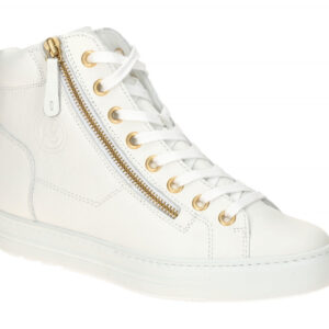 Paul Green Damen Mid-Sneaker Boots 4024-18 wei?/oro mit goldfarbenen ?sen