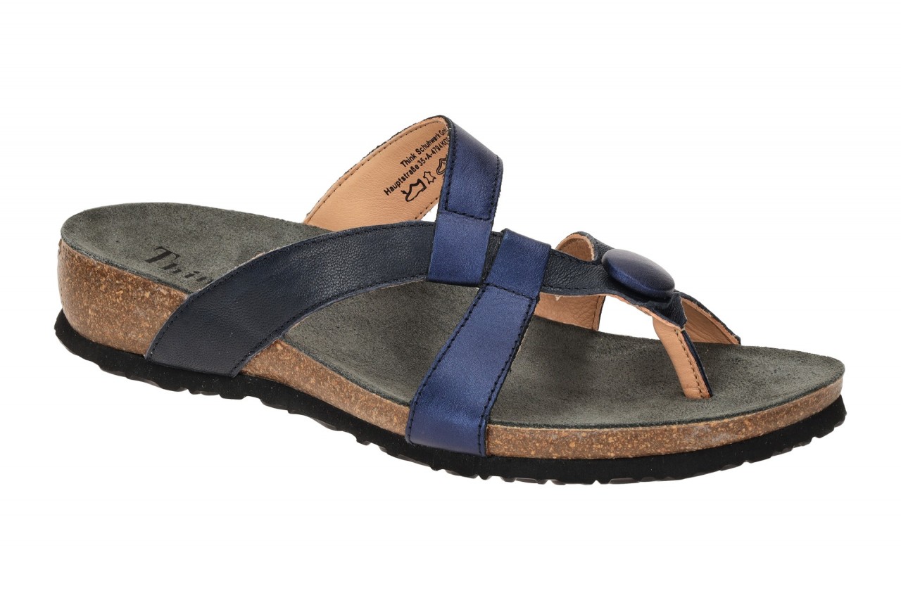 Think Damen Pantoletten JULIA navy/kombi Glattleder Wedge 2cm 1 Think Damen Pantoletten JULIA navy/kombi Glattleder Wedge 2cm