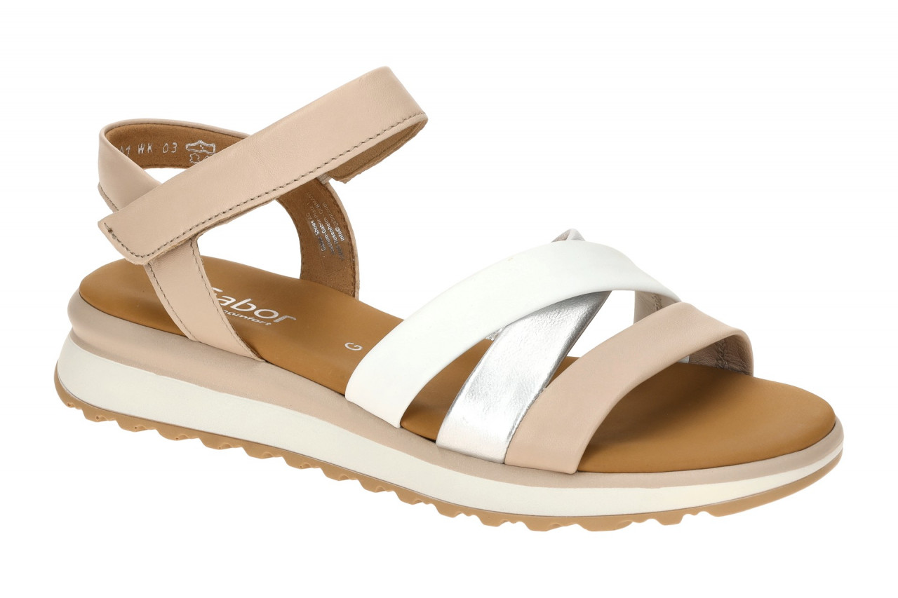 Gabor Damen Sandalette 82.844.20 in new rose/silber/wei? - Echtleder, Keilabsatz 1 Gabor Damen Sandalette 82.844.20 in new rose/silber/wei? - Echtleder, Keilabsatz