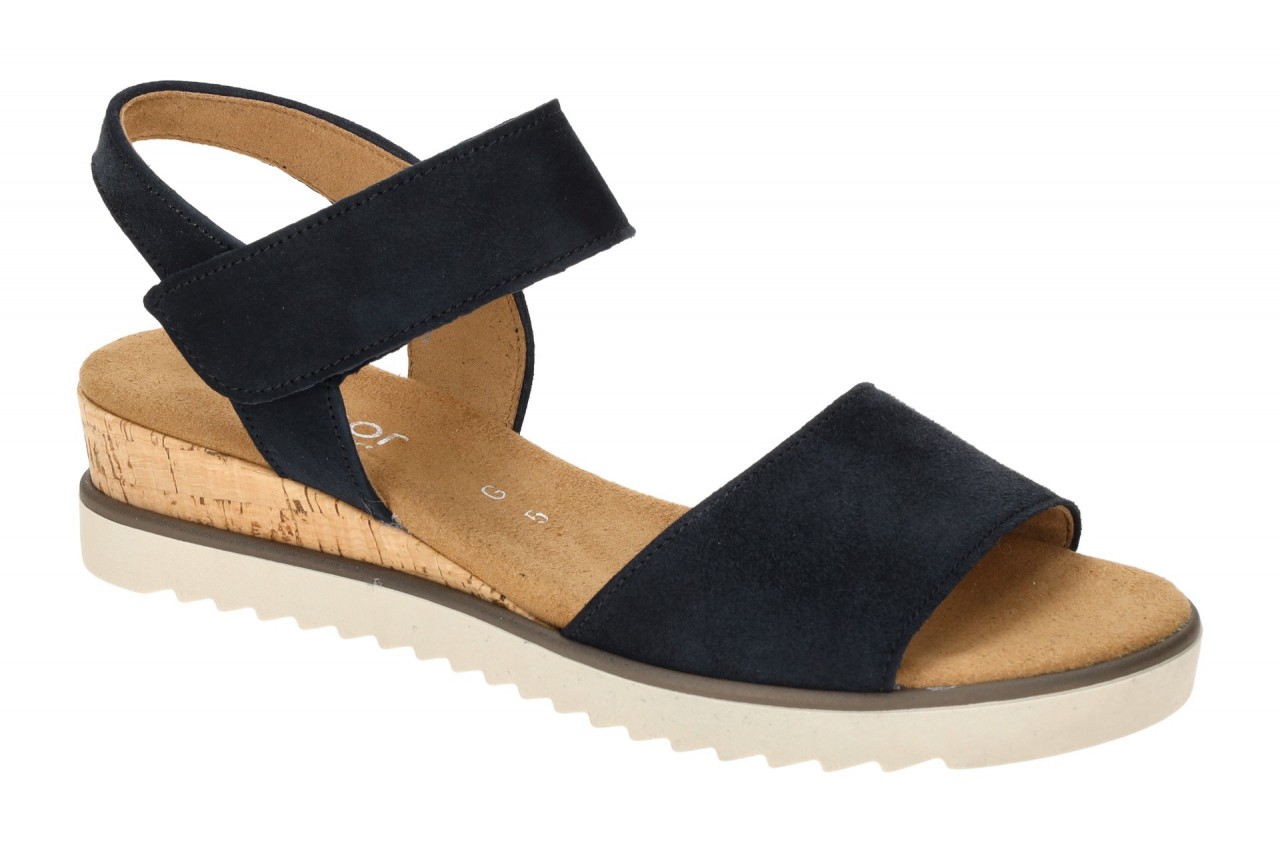 Gabor 62.750 Damen Sandalette dunkelblau Korkkeil Riemchensandale 1 Gabor 62.750 Damen Sandalette dunkelblau Korkkeil Riemchensandale