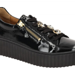 Gabor 53.201.97 Damen Sneaker Schwarz Gold Lackleder Wechselfu?bett