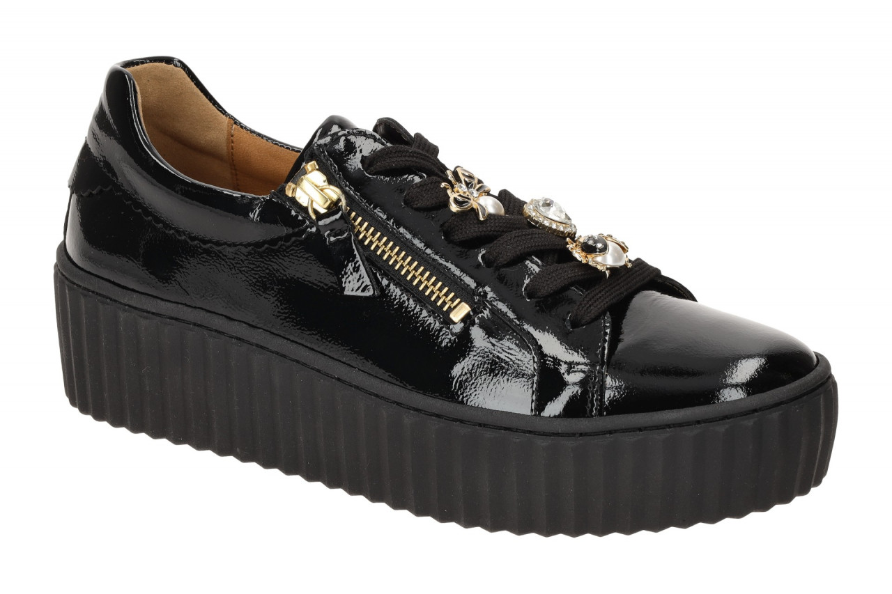 Gabor 53.201.97 Damen Sneaker Schwarz Gold Lackleder Wechselfu?bett 1 Gabor 53.201.97 Damen Sneaker Schwarz Gold Lackleder Wechselfu?bett