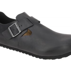 Birkenstock 166543 BS London Schwarz Echtleder Schnalle Narrow Fit