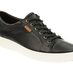 Ecco 43000401001 Soft 7 Men's Black Leather Sneaker - Lightweight Rubber Sole