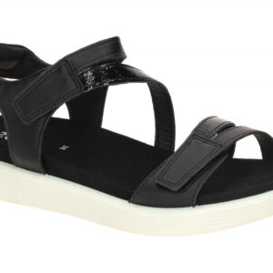 Ecco 238803 SOFT SANDAL Damen Sandale Schwarz PU-Sohle flexibel Klettverschluss