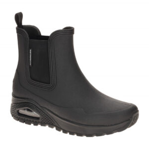 Skechers 177183 BBK Schwarz Damen Gummistiefel Chelsea Stil Wasserdicht Memor...