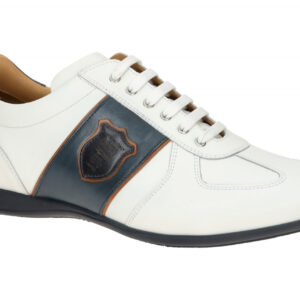 Galizio Torresi Herren Sneaker 319560 in Wei?/Blau/Hellbraun - Echtleder, Gum...