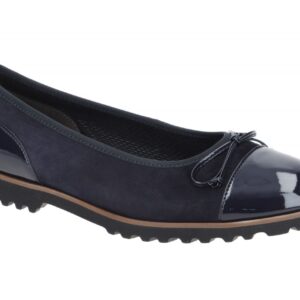 Gabor Damen Ballerinas 04.100.36 atlantik/cognac Echtleder Slipper 1cm Absatz