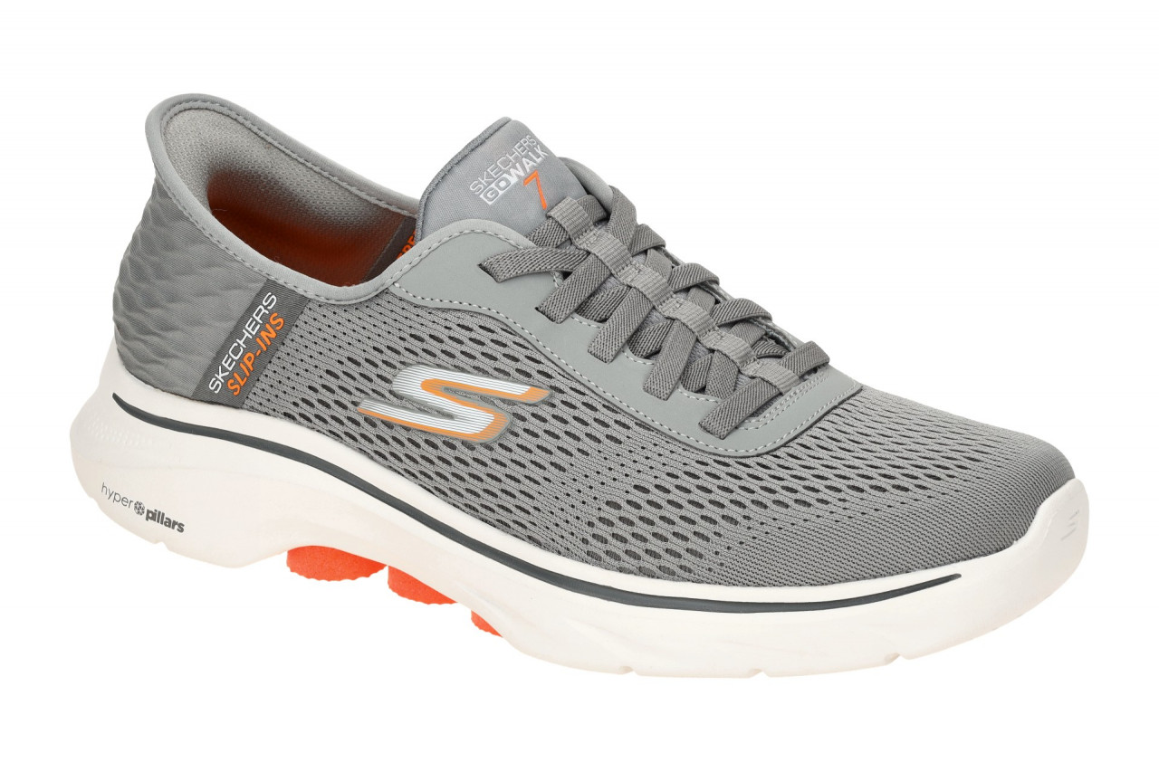 Skechers 216648 GYOR GO WALK 7 Herren Slip-On Grau/Orange Maschinenwaschbar 1 Skechers 216648 GYOR GO WALK 7 Herren Slip-On Grau/Orange Maschinenwaschbar