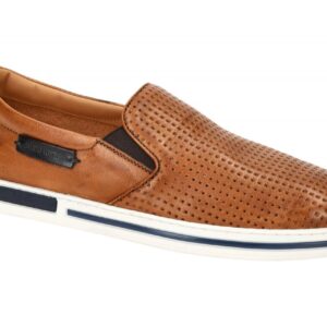 Galizio Torresi 440810A Herrensportslipper Braun - Cognac Glattleder mit Gumm...