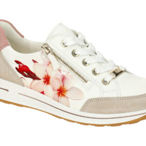 ara 12-24801 74 OSAKA 2.0 Damen Schn?r-Halbschuhe Wei?/Beige/Rosa Blumenmuster