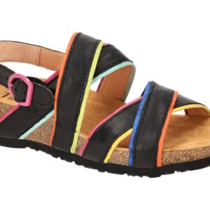 Think 953 Damen Sandalen Schwarz/Kombi Keilabsatz Echtleder Riemchen