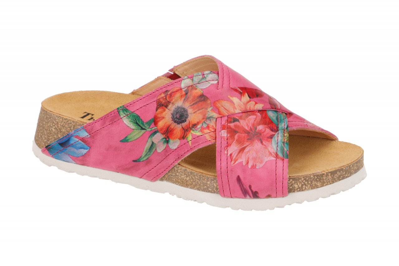 Think 537 KOAK Damenschuhe fuxia Pantoletten mit buntem Blumenmuster 1 Think 537 KOAK Damenschuhe fuxia Pantoletten mit buntem Blumenmuster