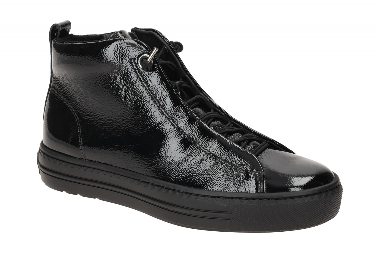 Paul Green Damen Mid-Sneaker 5283-06 Schwarz Lackleder Sneaker mit Gummizug 1 Paul Green Damen Mid-Sneaker 5283-06 Schwarz Lackleder Sneaker mit Gummizug